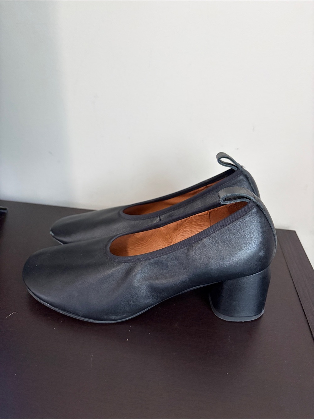 Anthropologie Glove Ballet Block Heels Shoe Black Leather Sz 38 US Sz 7-7.5 - Picture 5 of 10